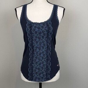 Hollister Navy Lace Panel Tank Top Size: XS